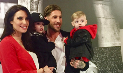 Sergio Ramos com a mulher e os dois filhos