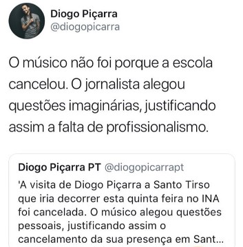 Diogo Piçarra revoltado com jornalista