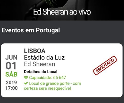 Concerto de Ed Sheeran esgotado no dia em que os bilhetes foram colocados à venda