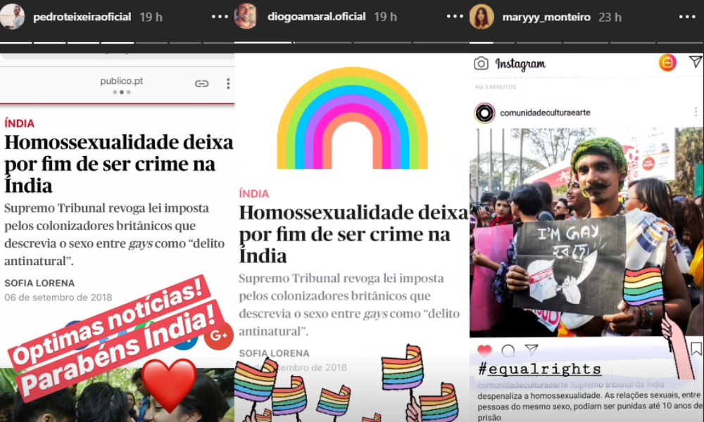 Celebridades portuguesas comemoram direitos LGBT na Índia